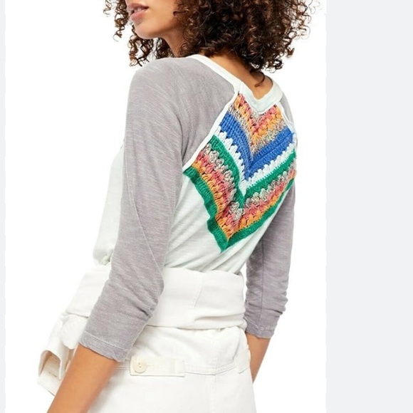 Free People Crochet Inset Raglan Top - Picture 3 of 10